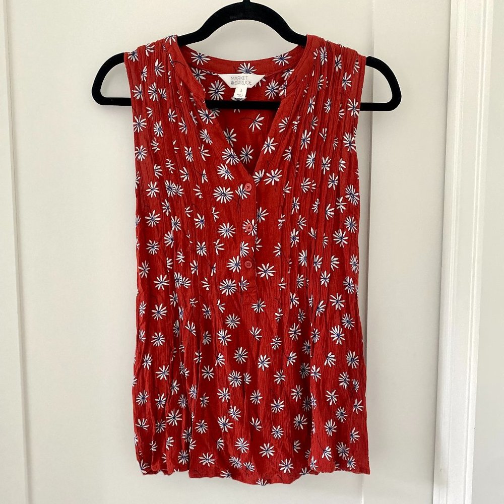 Market & Spruce Hemingway Henley Top Burnt Orange Size Small